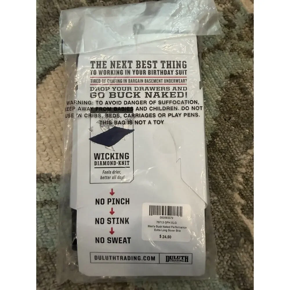 Duluth Trading Co Mens Buck Naked 3XL Performance Boxer Briefs Extra Long NWT